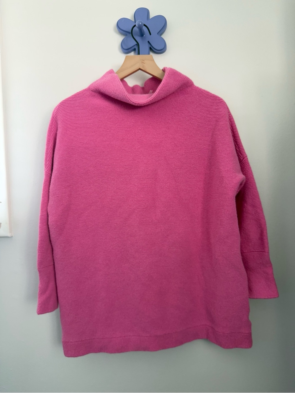 Free People Small Ottoman Slouchy Tunic Pink Preppy Mock Neck Oversized